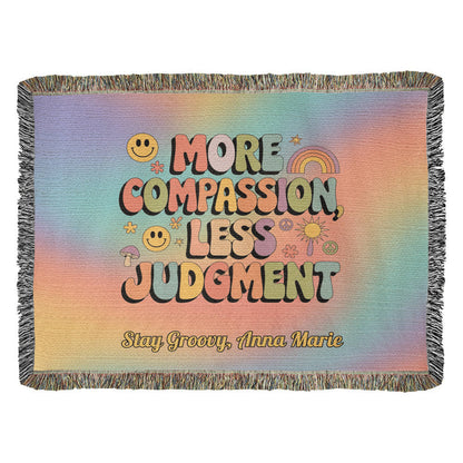 More Compassion Less Judgment Personalized Blanket - Healing Mental Health Throw - MySisterIsASurvivor