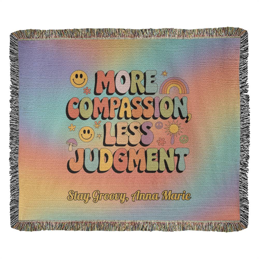 More Compassion Less Judgment Personalized Blanket - Healing Mental Health Throw - MySisterIsASurvivor