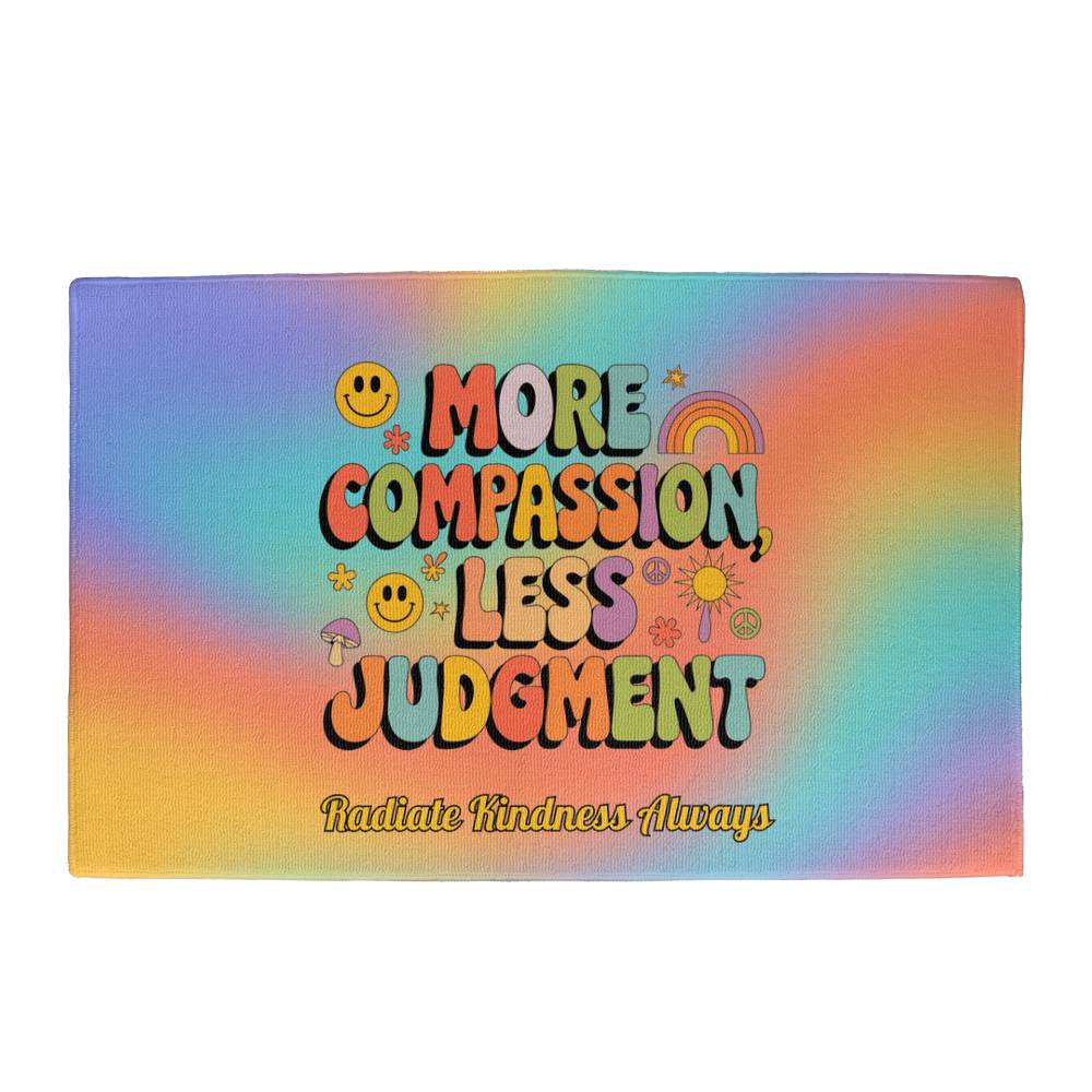 More Compassion, Less Judgment Retro Welcome Mat - Personalized Therapy Rug - MySisterIsASurvivor