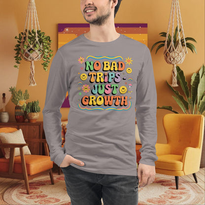 No Bad Trips - Just Growth Long Sleeve Tee - Personalized Emotional Healing Shirt - MySisterIsASurvivor