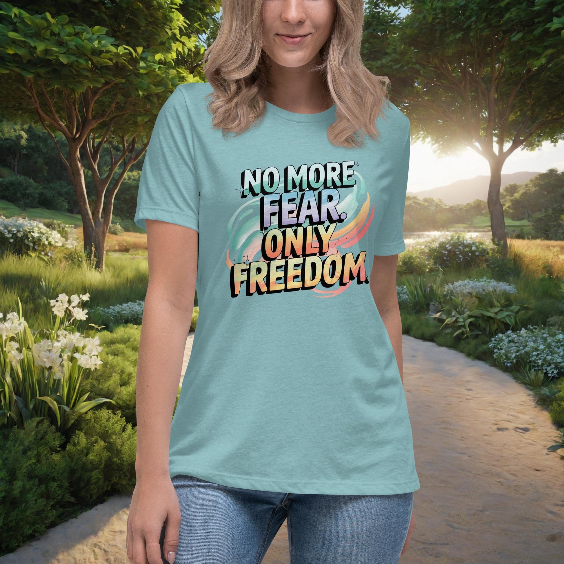 No More Fear. Only Freedom Women's Relaxed T-Shirt, Personalized Empowerment Shirt for Domestic Violence Survivors - MySisterIsASurvivor