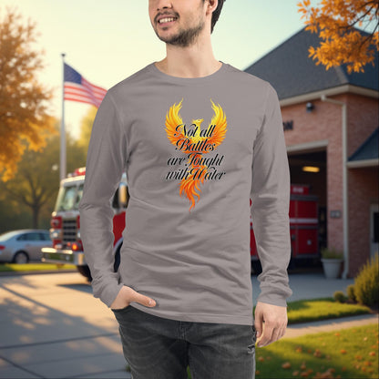 Not All Battles Are Visible - Firefighter Mental Health Support Long Sleeve Tee, PTSD Awareness Shirt - MySisterIsASurvivor