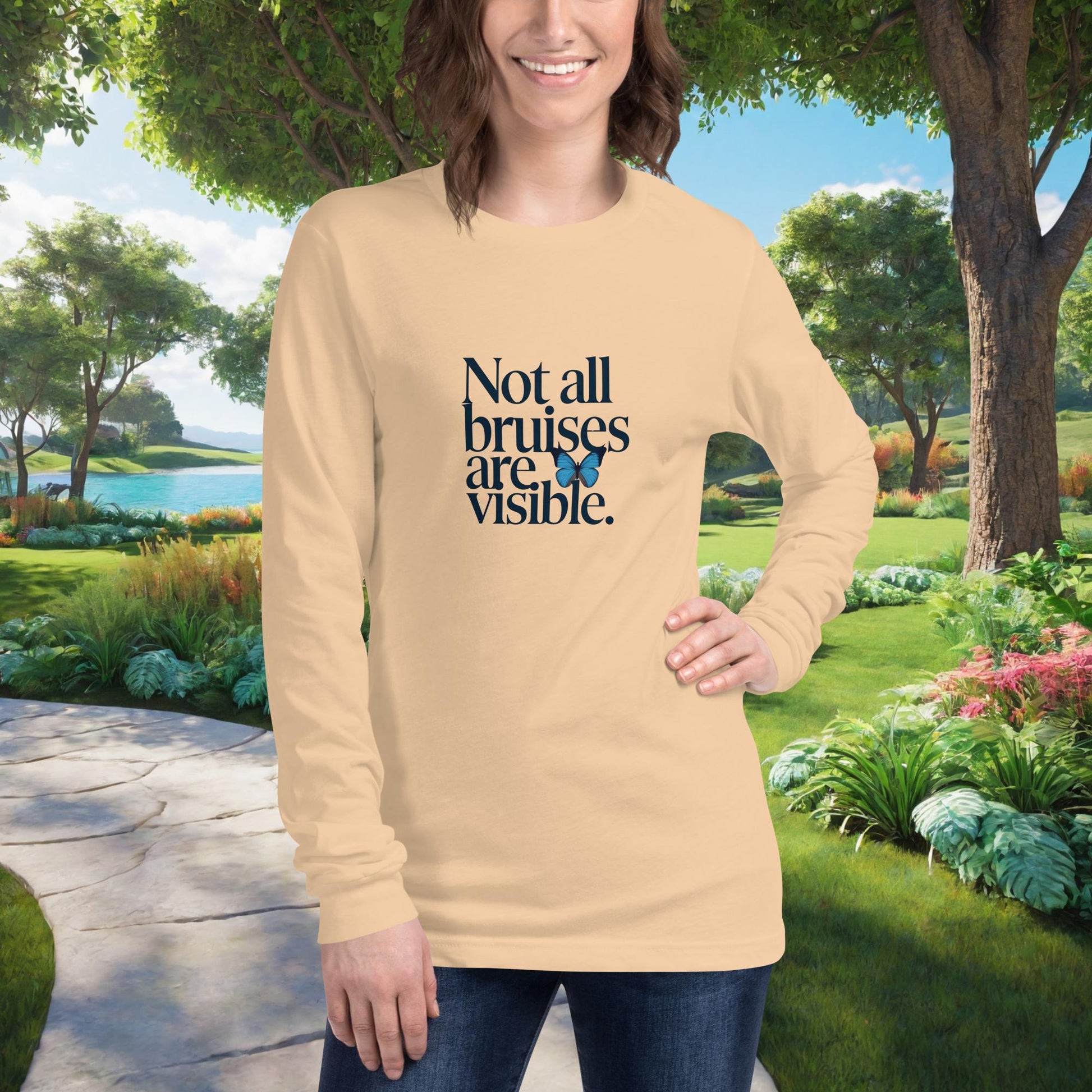 Not All Bruises Are Visible Unisex Long Sleeve T-Shirt, Personalized Emotional Abuse Awareness Shirt for Mental Health Advocacy - MySisterIsASurvivor