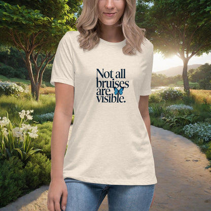 Not All Bruises Are Visible Women's Relaxed T-Shirt, Personalized Emotional Abuse Awareness & Trauma Recovery Shirt - MySisterIsASurvivor