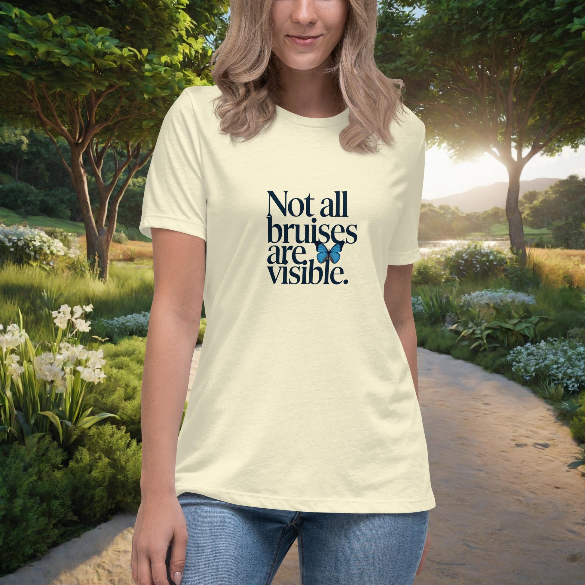 Not All Bruises Are Visible Women's Relaxed T-Shirt, Personalized Emotional Abuse Awareness & Trauma Recovery Shirt - MySisterIsASurvivor