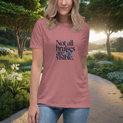 Not All Bruises Are Visible Women's Relaxed T-Shirt, Personalized Emotional Abuse Awareness & Trauma Recovery Shirt - MySisterIsASurvivor