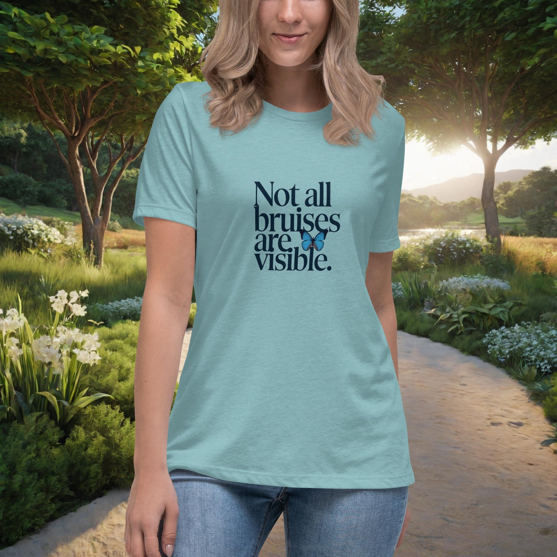 Not All Bruises Are Visible Women's Relaxed T-Shirt, Personalized Emotional Abuse Awareness & Trauma Recovery Shirt - MySisterIsASurvivor