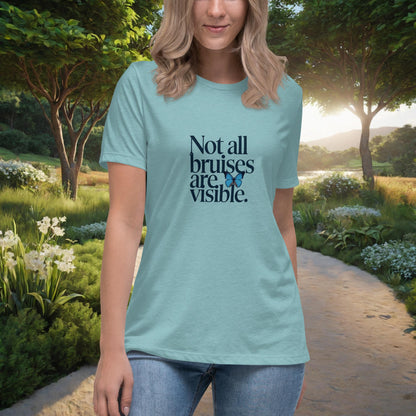 Not All Bruises Are Visible Women's Relaxed T-Shirt, Personalized Emotional Abuse Awareness & Trauma Recovery Shirt - MySisterIsASurvivor