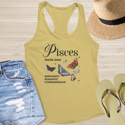 Pisces Butterfly Racerback Tank - Intuitive Mental Health Shirt with Cosmic Butterfly Energy - MySisterIsASurvivor