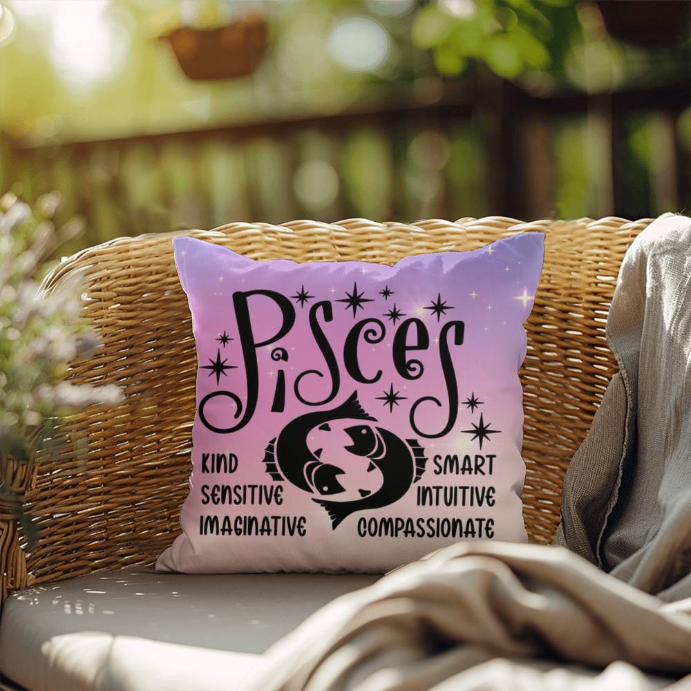 Pisces zodiac pillow with mystical aesthetic for spiritual home accents