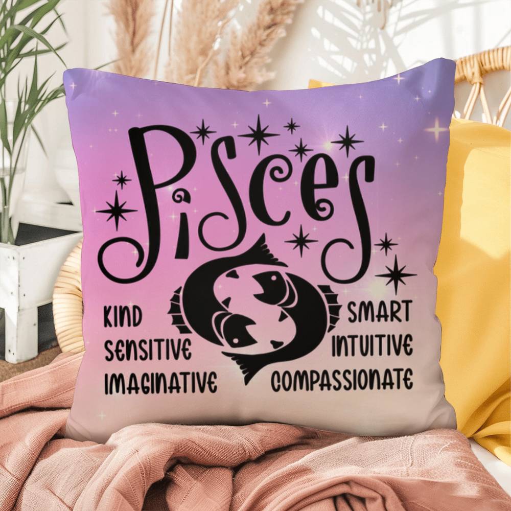 Pisces zodiac pillow with mystical aesthetic for spiritual home accents