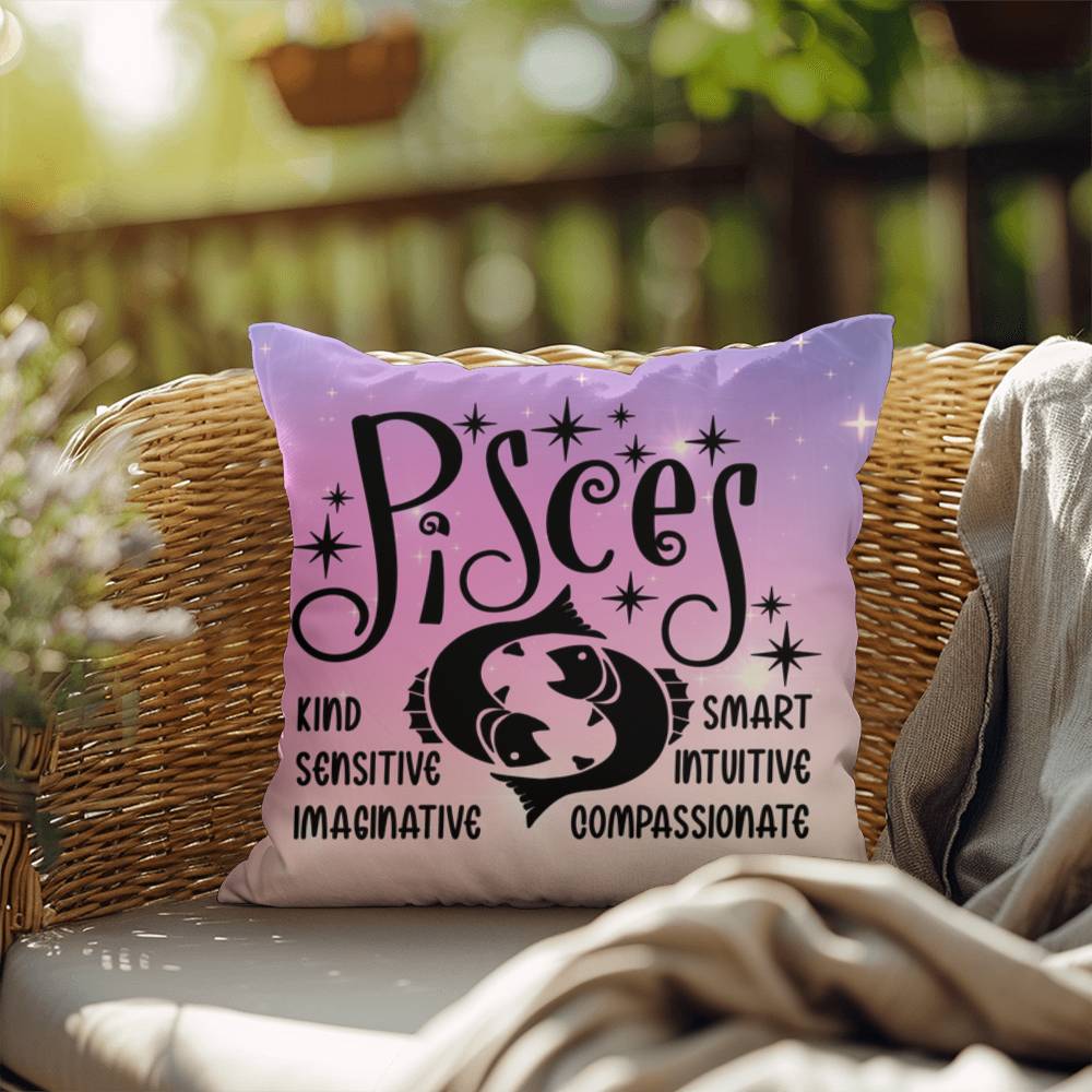 Pisces zodiac pillow with mystical aesthetic for spiritual home accents