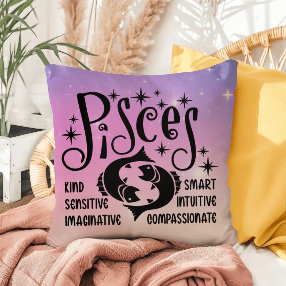 Pisces zodiac pillow with mystical aesthetic for spiritual home accents