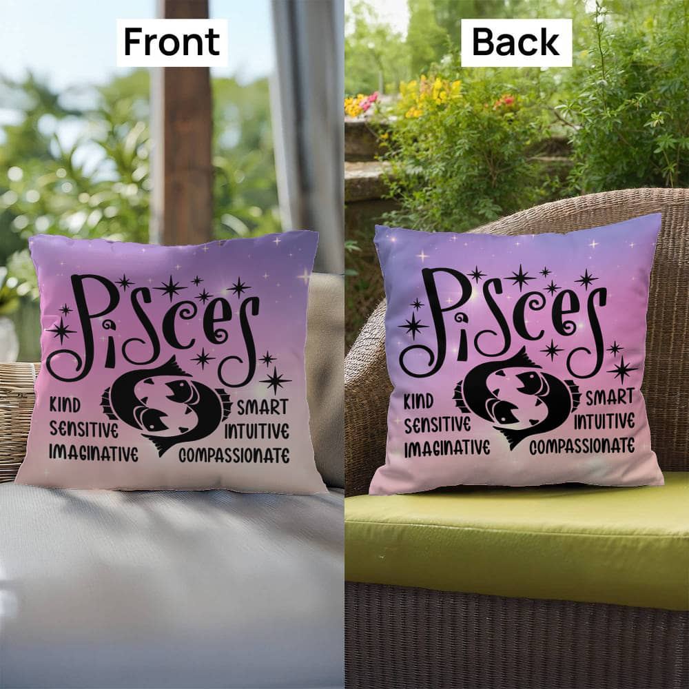 Pisces zodiac pillow with mystical aesthetic for spiritual home accents