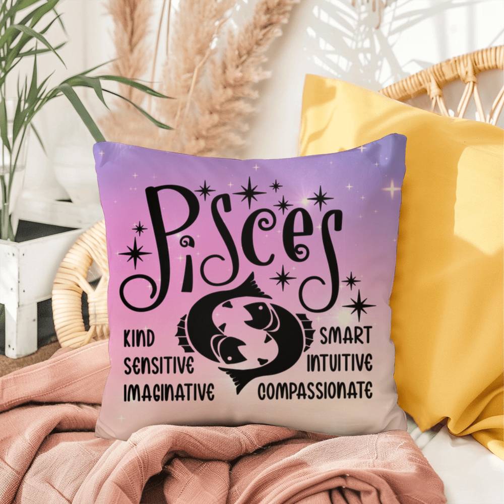 Pisces zodiac pillow with mystical aesthetic for spiritual home accents