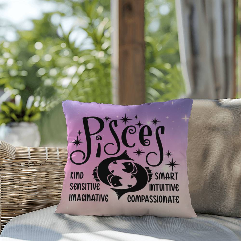 Pisces zodiac pillow with mystical aesthetic for spiritual home accents