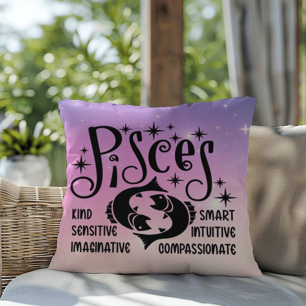 Pisces zodiac pillow with mystical aesthetic for spiritual home accents