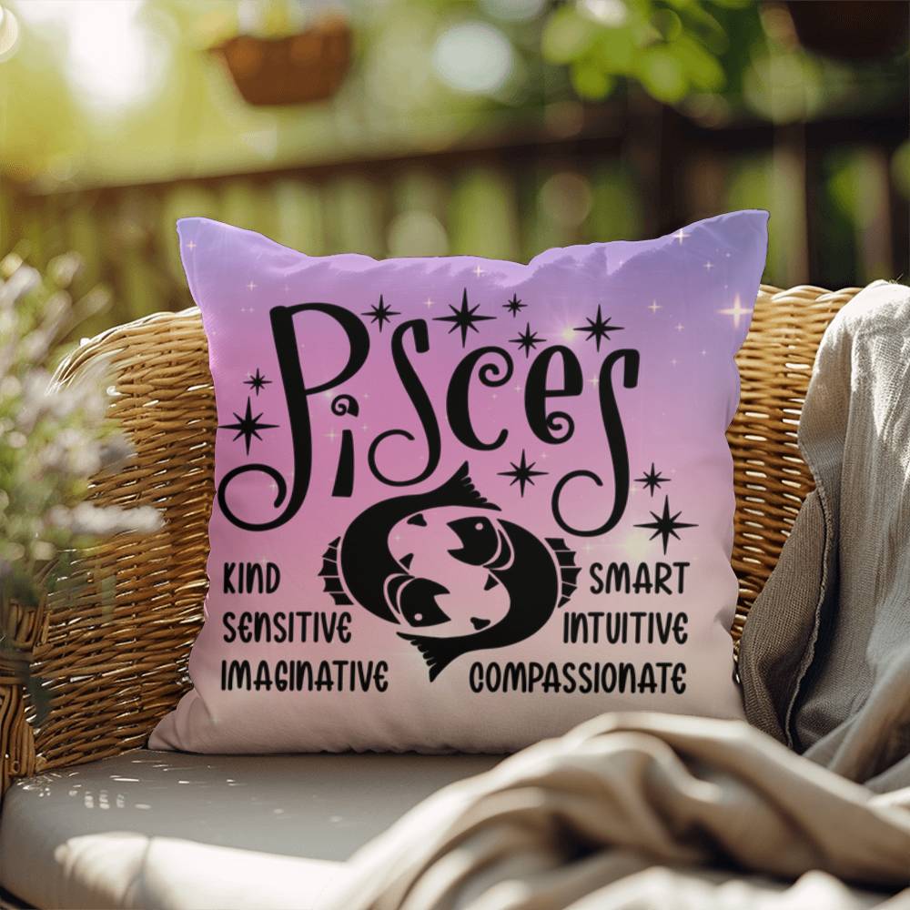 Pisces zodiac pillow with mystical aesthetic for spiritual home accents