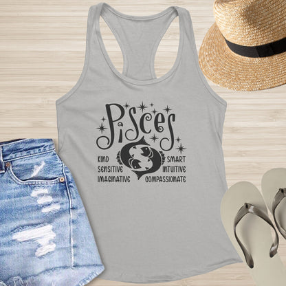 Pisces Racerback Tank - Intuitive Self - Care Tank for Zodiac Healing & Awareness - MySisterIsASurvivor