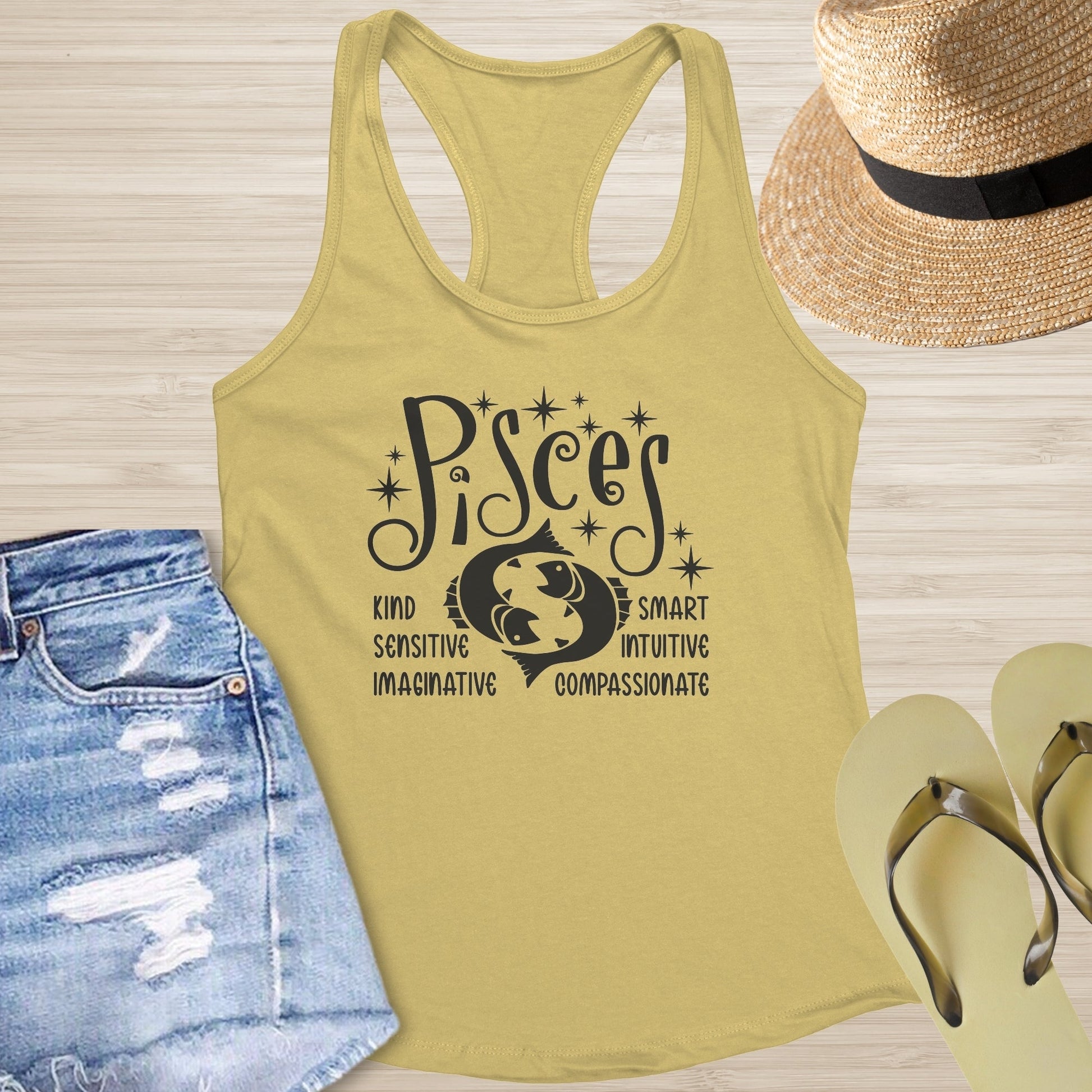 Pisces Racerback Tank - Intuitive Self - Care Tank for Zodiac Healing & Awareness - MySisterIsASurvivor