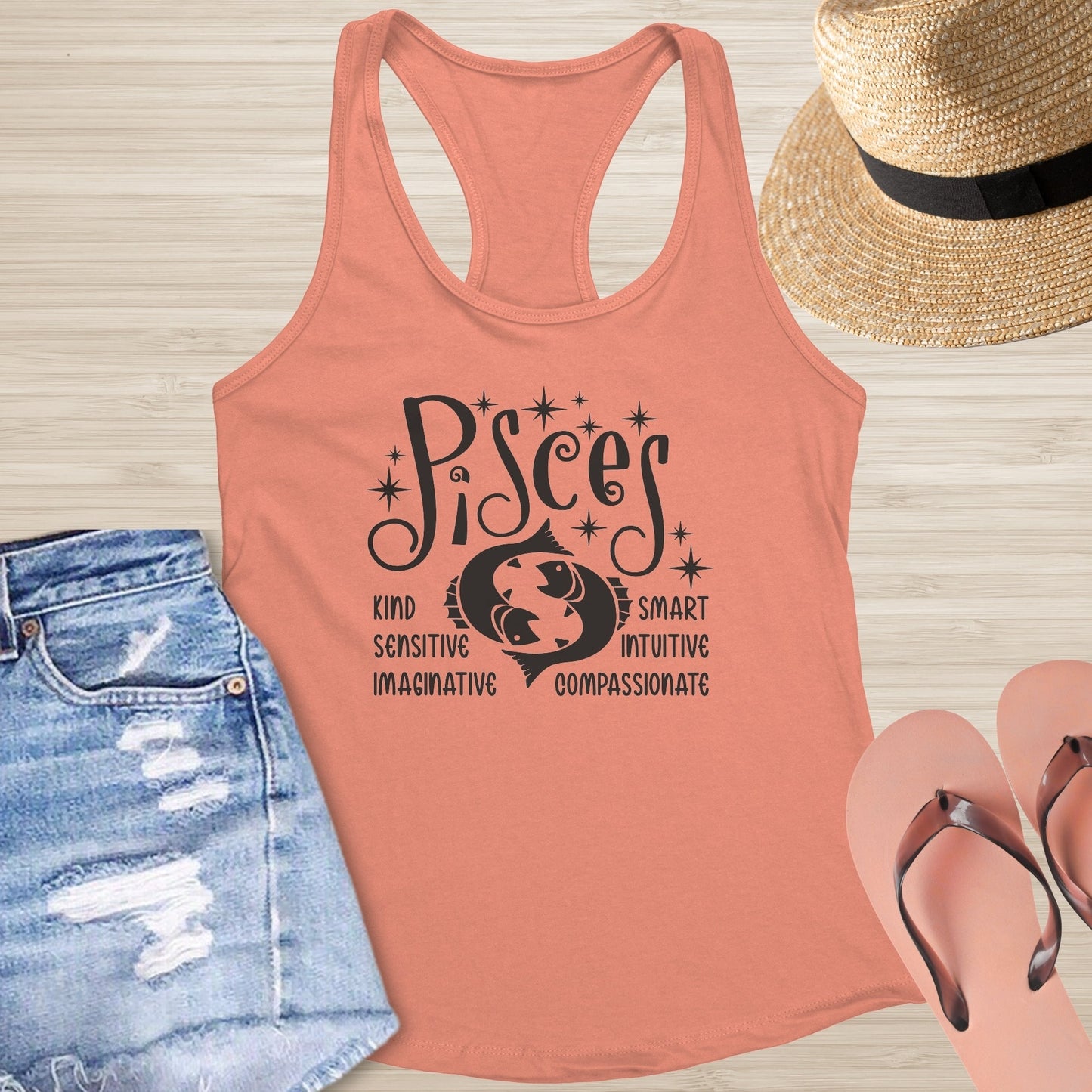Pisces Racerback Tank - Intuitive Self - Care Tank for Zodiac Healing & Awareness - MySisterIsASurvivor