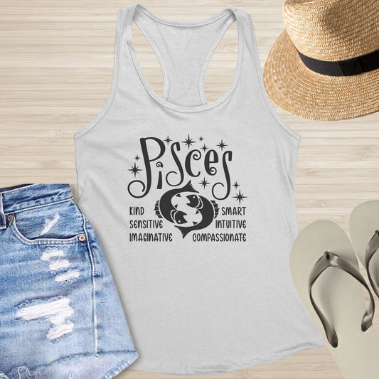 Pisces Racerback Tank - Intuitive Self - Care Tank for Zodiac Healing & Awareness - MySisterIsASurvivor