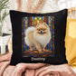 Cream Sable Pomeranian Pillow, personalized stained glass dog art for pet homes