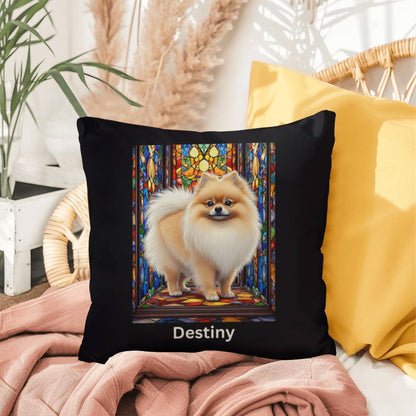 Cream Sable Pomeranian Pillow, personalized stained glass dog art for pet homes