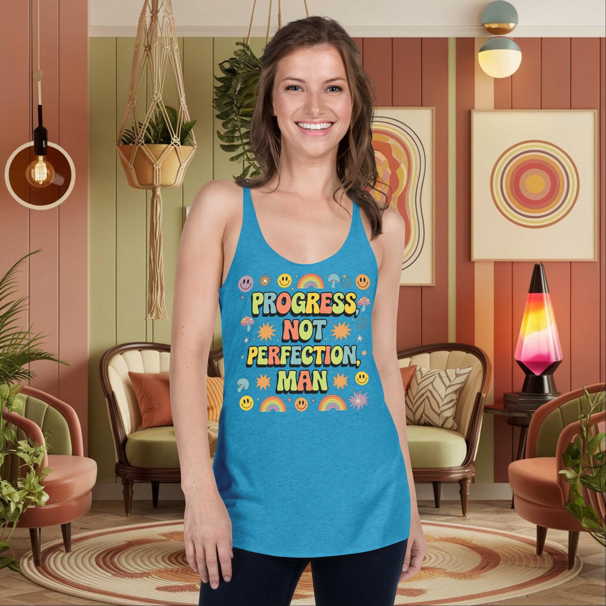 Progress, Not Perfection, Man Empowerment Tank - Women’s Mental Health Racerback - MySisterIsASurvivor