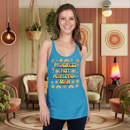 Progress, Not Perfection, Man Empowerment Tank - Women’s Mental Health Racerback - MySisterIsASurvivor