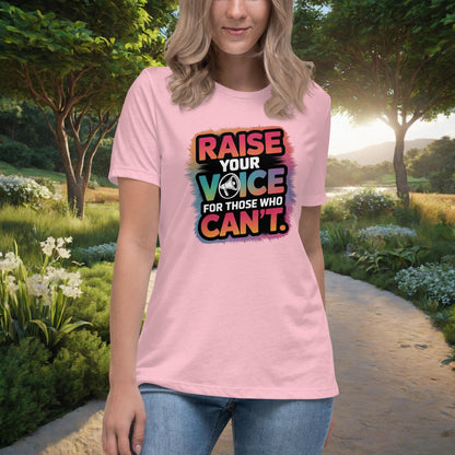 Raise Your Voice For Those Who Can't Women's Relaxed T-Shirt, Personalized Advocacy & Support Shirt for Survivors - MySisterIsASurvivor