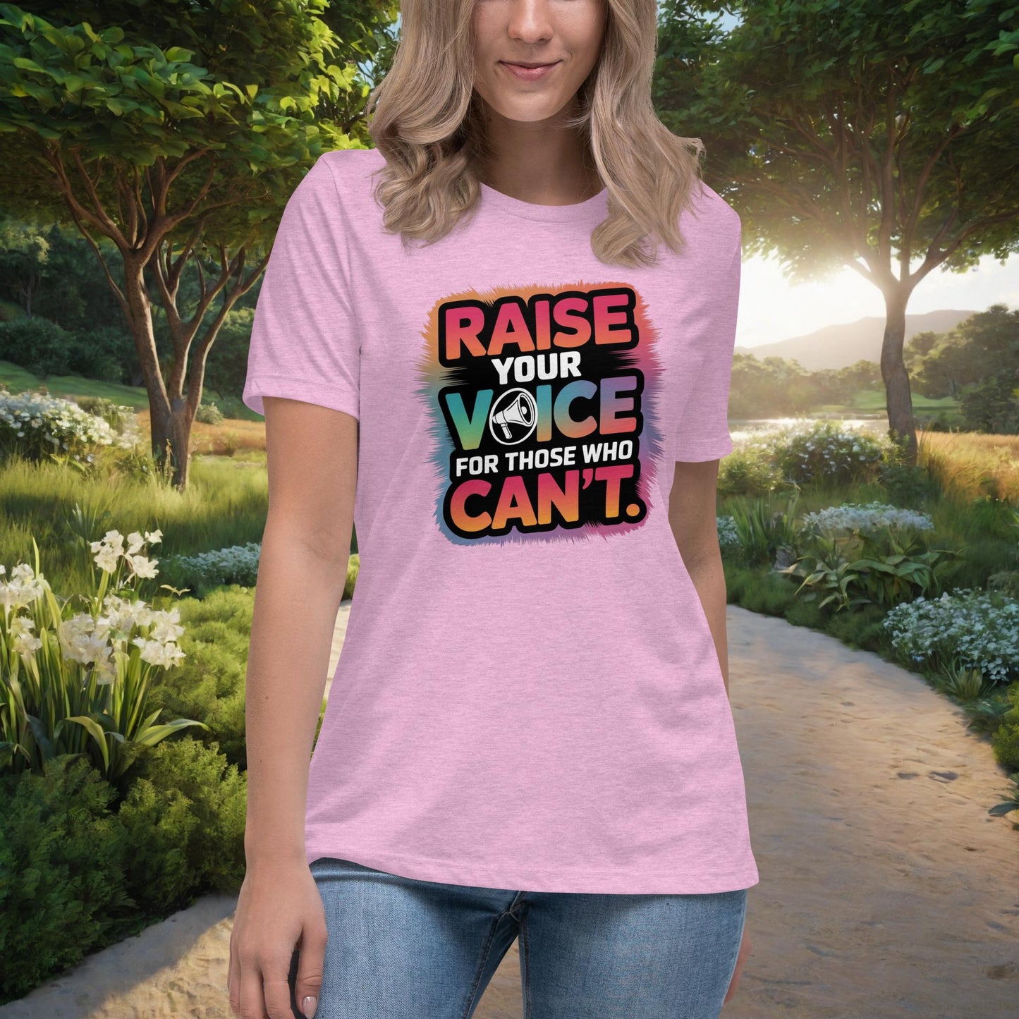 Raise Your Voice For Those Who Can't Women's Relaxed T-Shirt, Personalized Advocacy & Support Shirt for Survivors - MySisterIsASurvivor