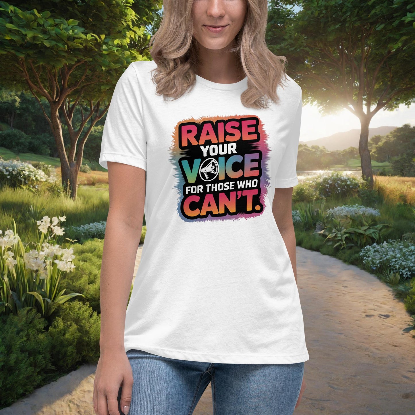 Raise Your Voice For Those Who Can't Women's Relaxed T-Shirt, Personalized Advocacy & Support Shirt for Survivors - MySisterIsASurvivor