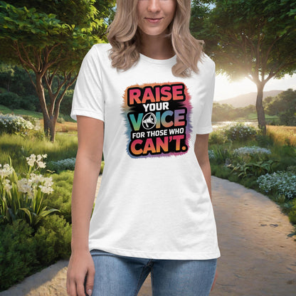 Raise Your Voice For Those Who Can't Women's Relaxed T-Shirt, Personalized Advocacy & Support Shirt for Survivors - MySisterIsASurvivor