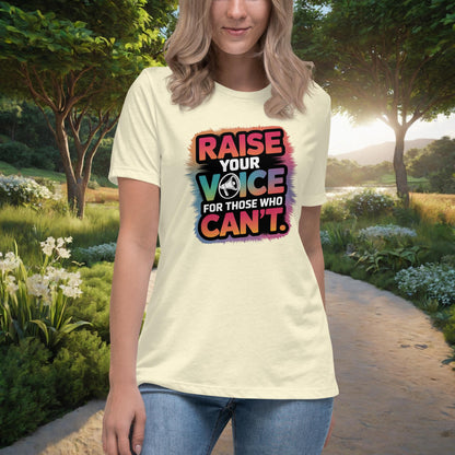 Raise Your Voice For Those Who Can't Women's Relaxed T-Shirt, Personalized Advocacy & Support Shirt for Survivors - MySisterIsASurvivor