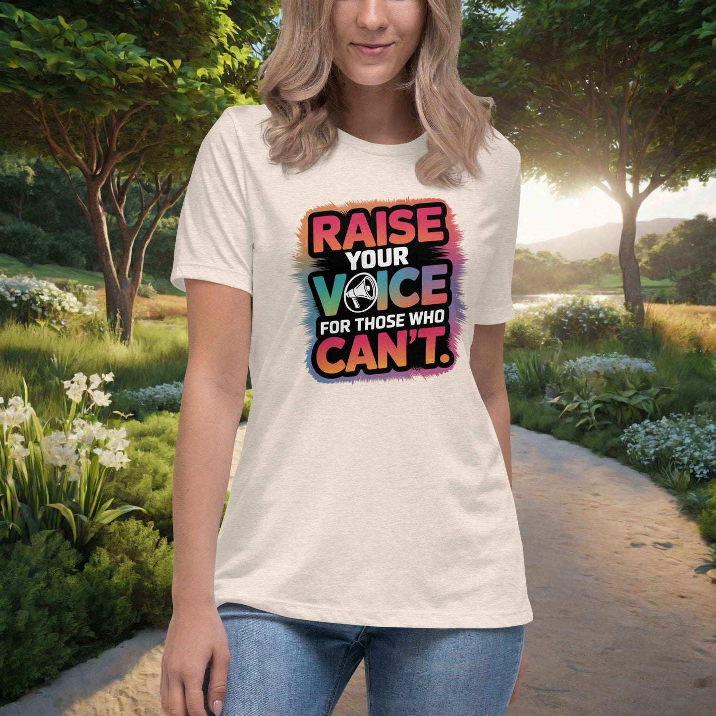 Raise Your Voice For Those Who Can't Women's Relaxed T-Shirt, Personalized Advocacy & Support Shirt for Survivors - MySisterIsASurvivor