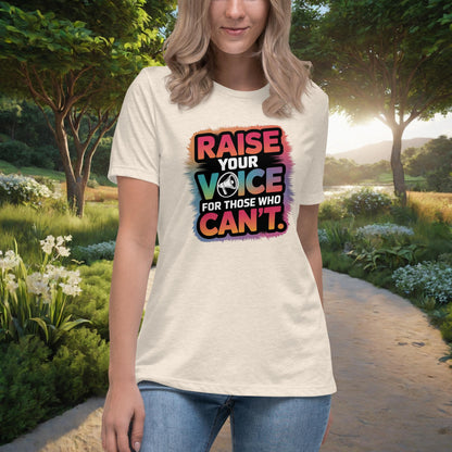 Raise Your Voice For Those Who Can't Women's Relaxed T-Shirt, Personalized Advocacy & Support Shirt for Survivors - MySisterIsASurvivor