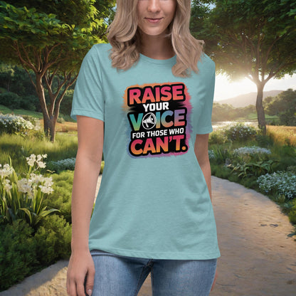 Raise Your Voice For Those Who Can't Women's Relaxed T-Shirt, Personalized Advocacy & Support Shirt for Survivors - MySisterIsASurvivor