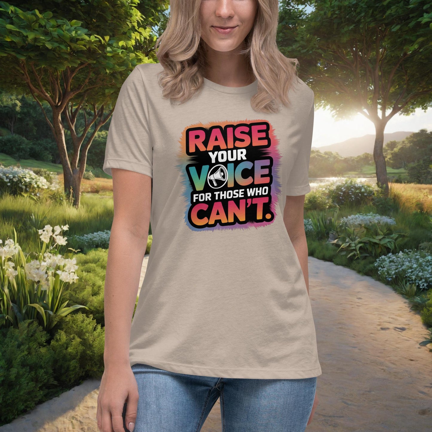 Raise Your Voice For Those Who Can't Women's Relaxed T-Shirt, Personalized Advocacy & Support Shirt for Survivors - MySisterIsASurvivor