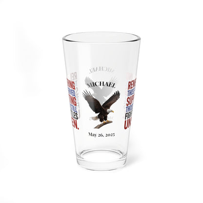 Remembering Those Who Served pint glass - personalized Memorial Day barware for veteran support