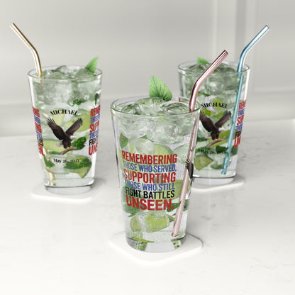 Remembering Those Who Served pint glass - personalized Memorial Day barware for veteran support