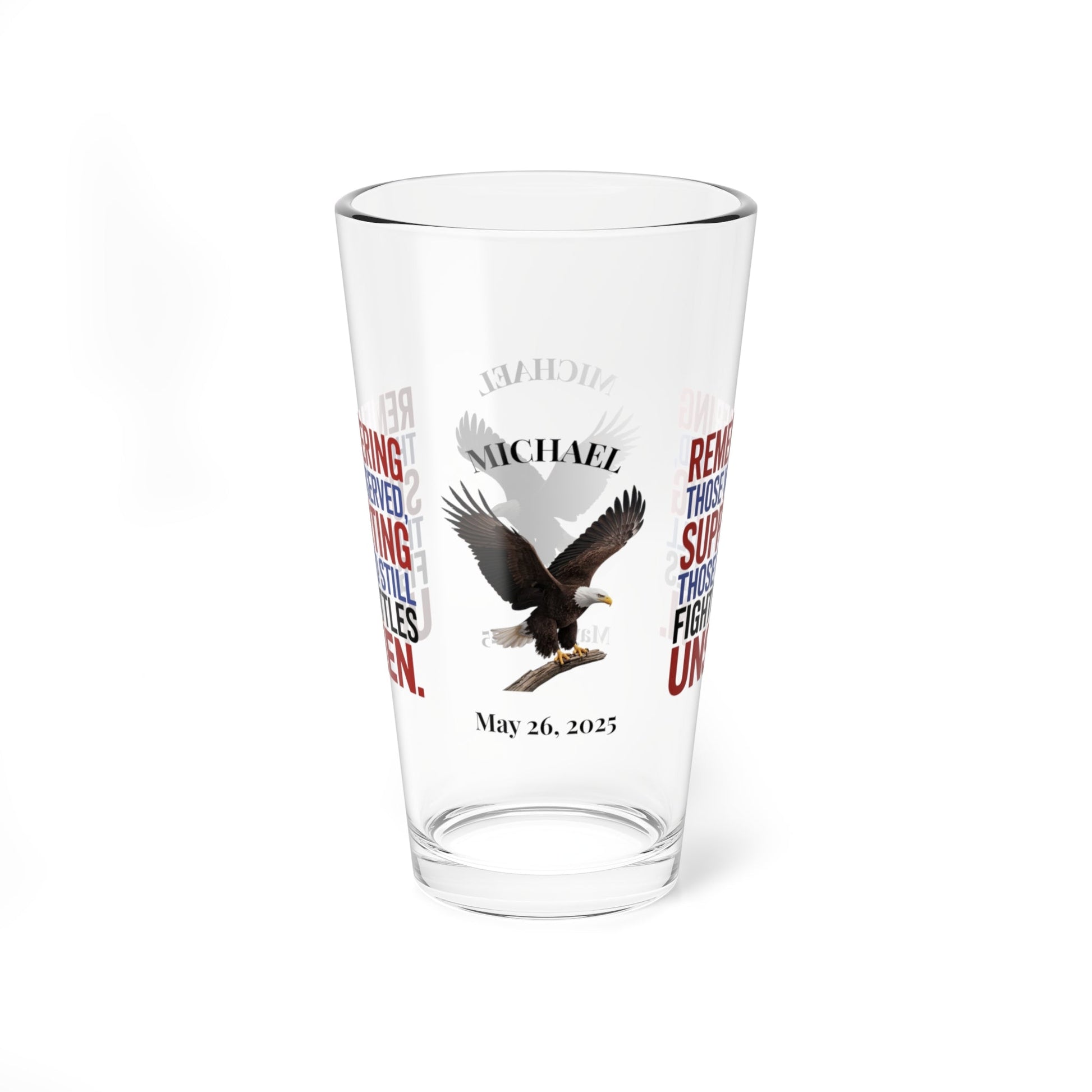 Remembering Those Who Served pint glass - personalized Memorial Day barware for veteran support