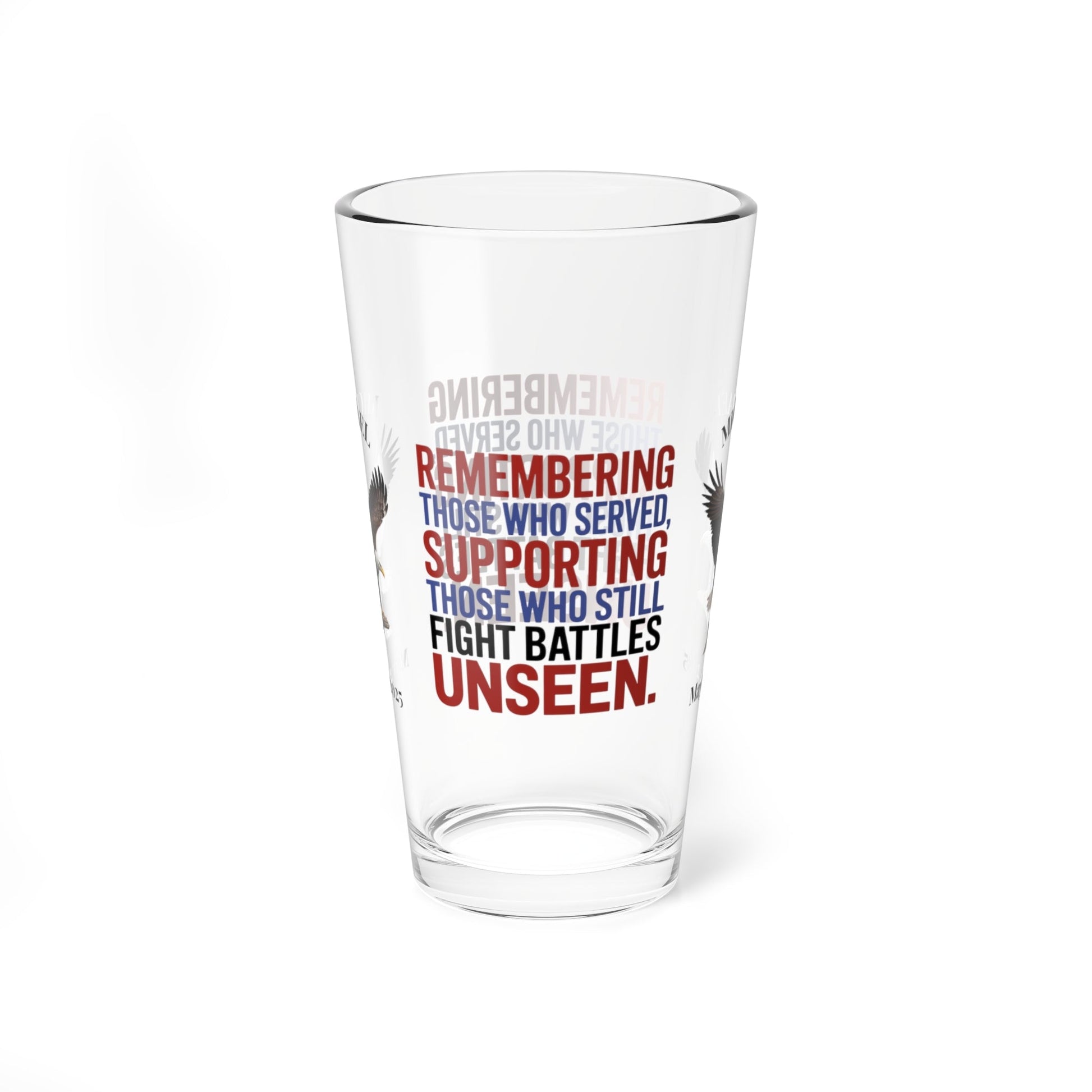 Remembering Those Who Served pint glass - personalized Memorial Day barware for veteran support