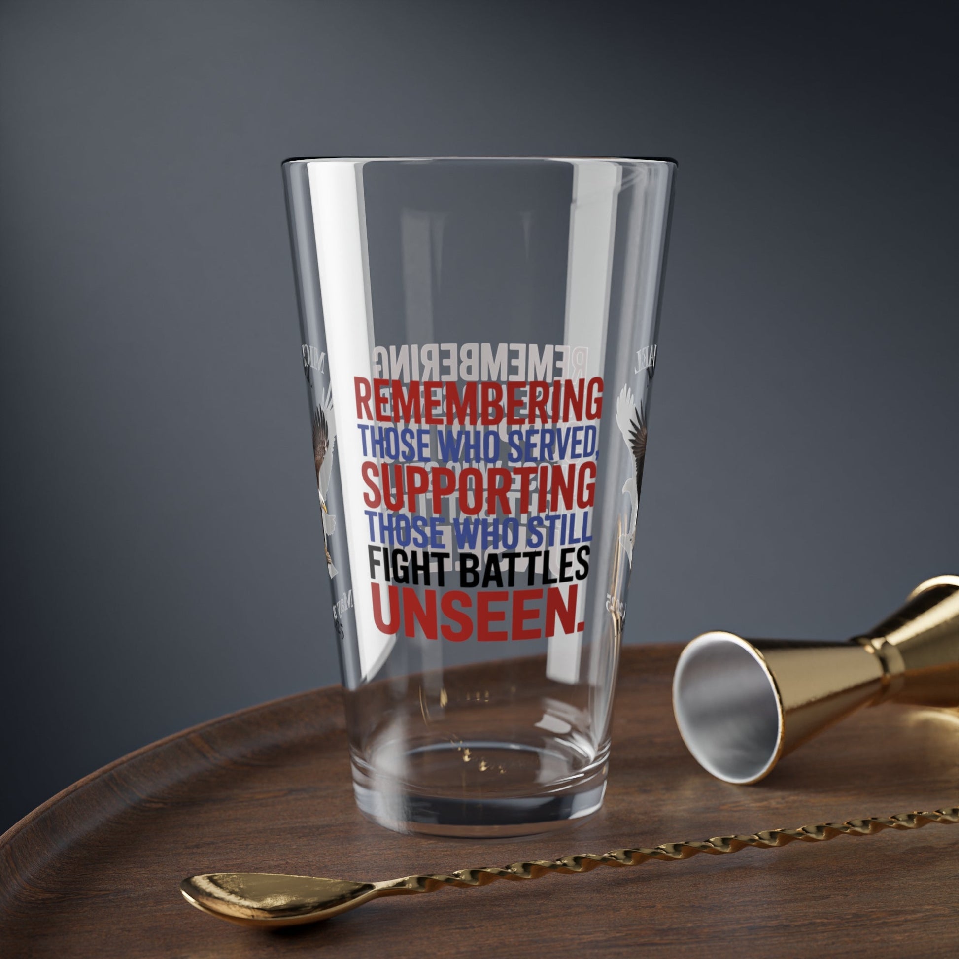 Remembering Those Who Served pint glass - personalized Memorial Day barware for veteran support