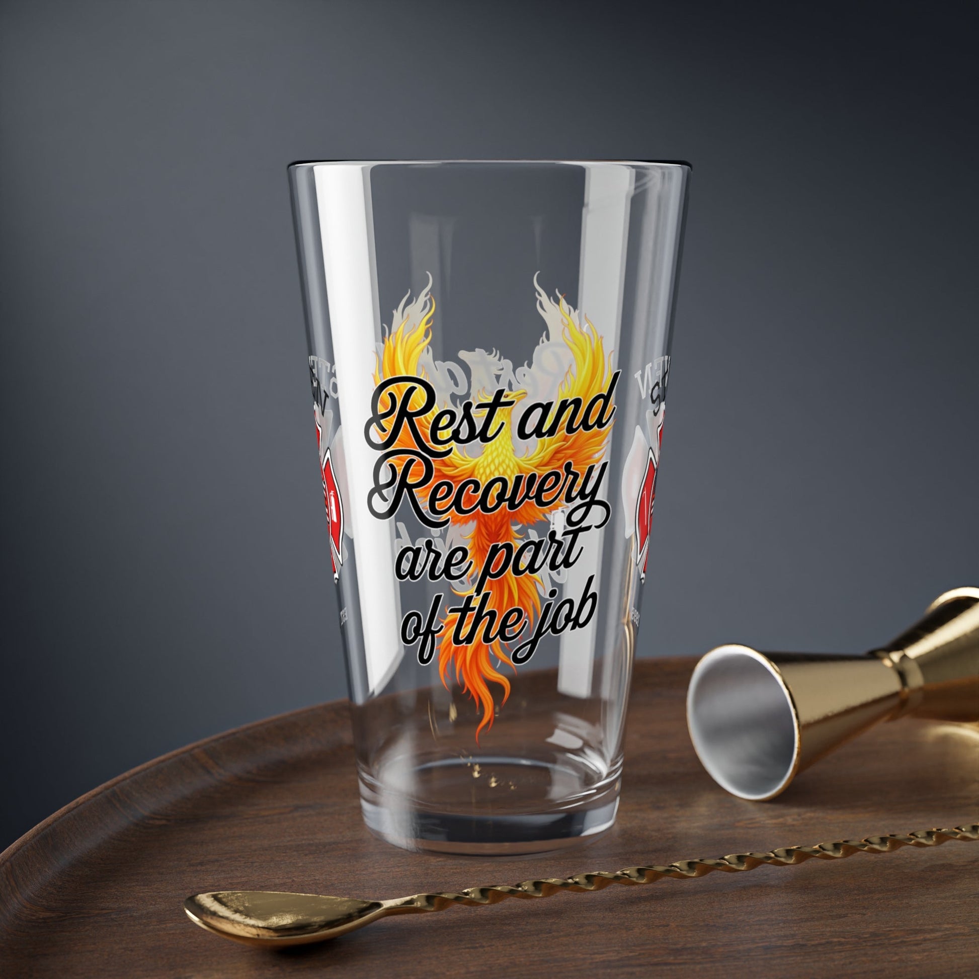 Rest and recovery are part of the job – pint glass encouraging firefighter emotional balance. - MySisterIsASurvivor