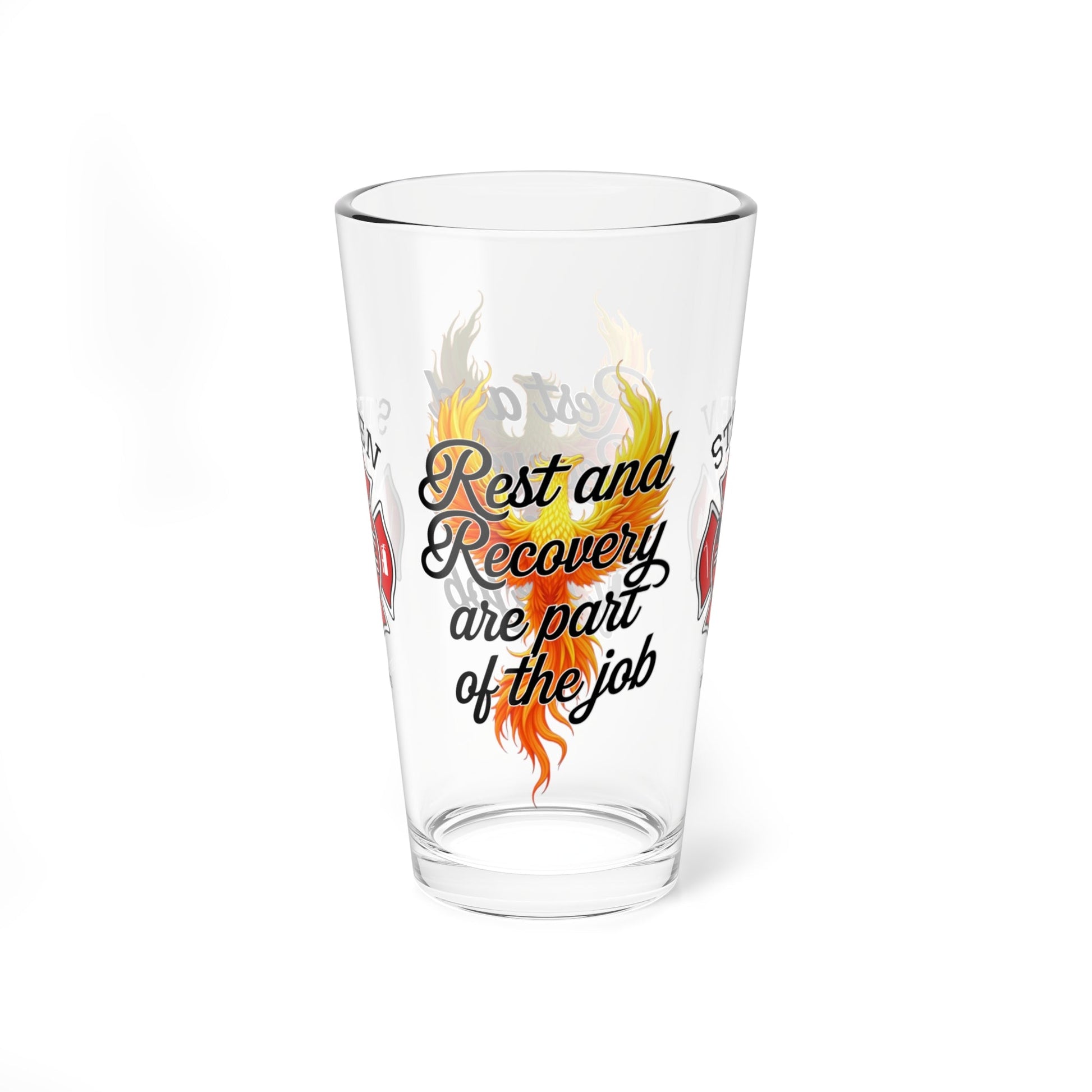 Rest and recovery are part of the job – pint glass encouraging firefighter emotional balance. - MySisterIsASurvivor