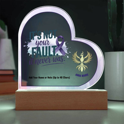 It’s Not Your Fault It Never Was 7" Personalized Acrylic Heart Plaque for Domestic Violence Survivor Gift