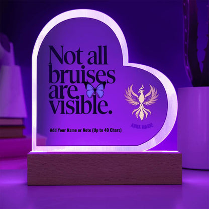 Not All Bruises Are Visible 7" Personalized Acrylic Heart Plaque for Emotional Abuse Awareness Gift