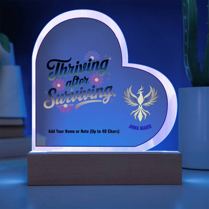 Thriving After Surviving 7" Personalized Acrylic Heart Plaque for Mental Health Support and Healing Gift