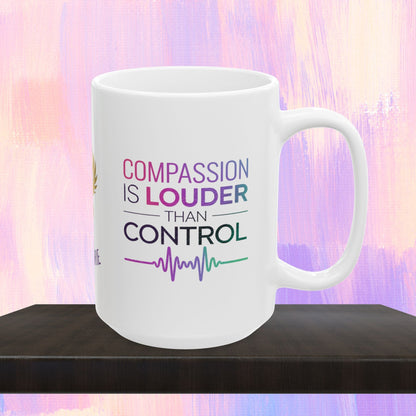 Mental health support mug with compassionate message.
